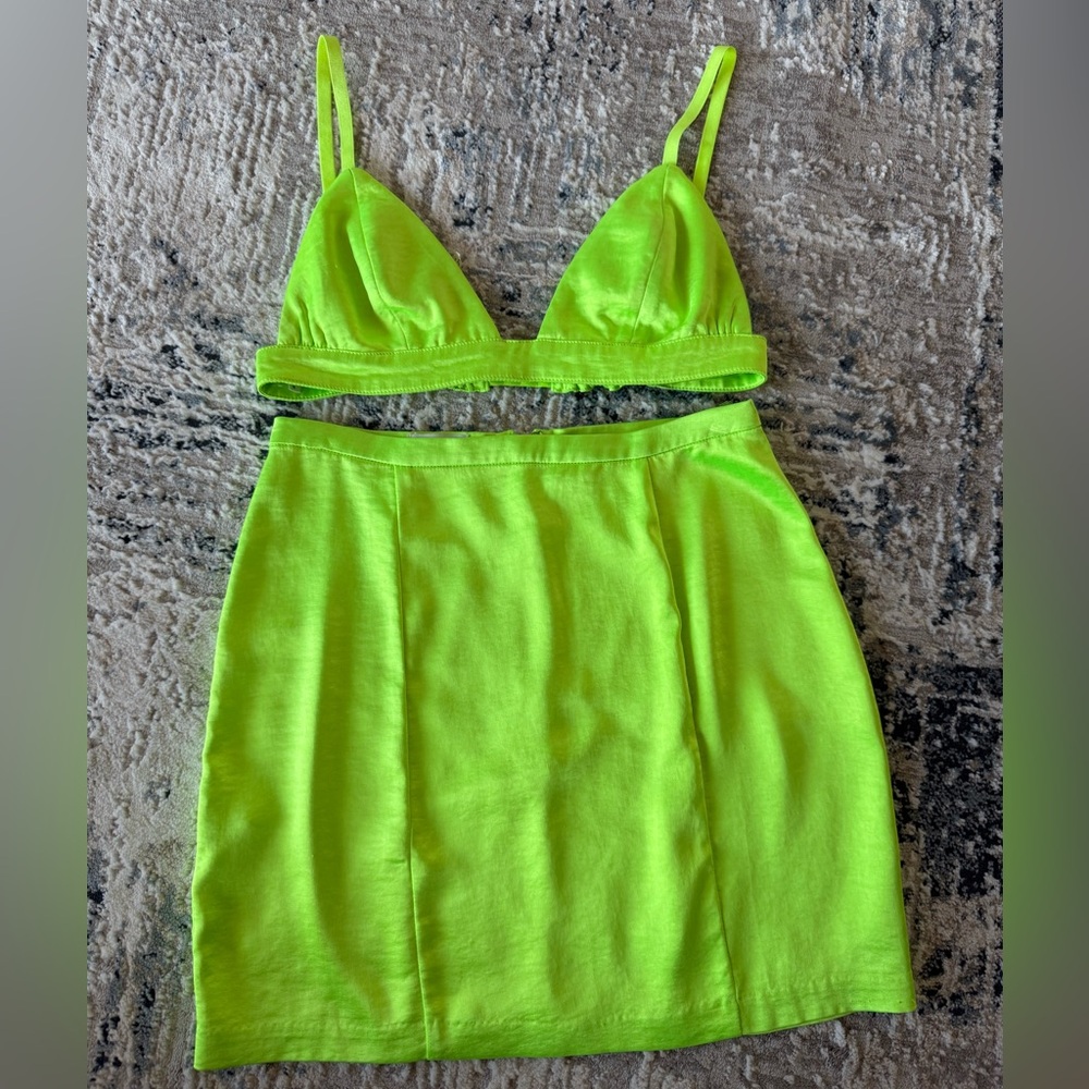Mistress Rocks 2-Piece Neon Green Skirt Set